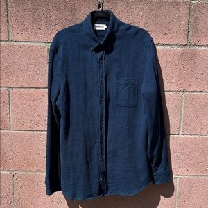 Taylor Stitch The Jack Rinsed Indigo Waffle Blue Button Down Work Shirt Large 42